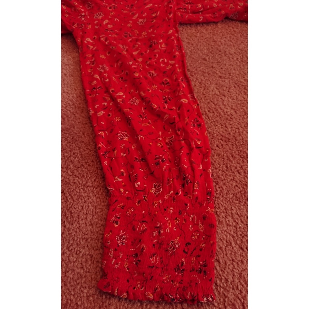 Women's Long Flowing Red Floral Old Navy Dress - Picture 7 of 8